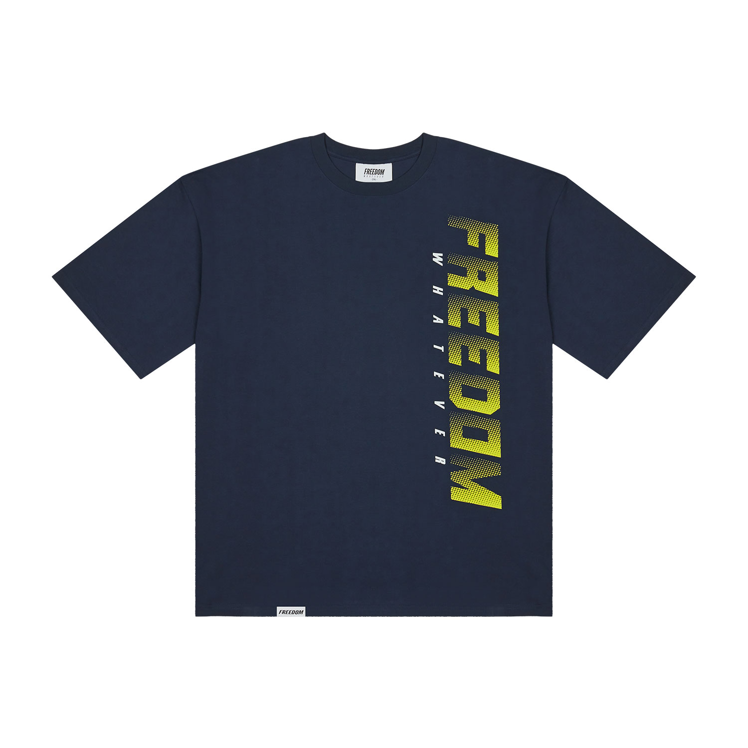 프리덤 사이드 로고 티셔츠 (네이비/옐로우)